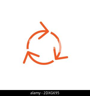 icona aggiorna o ripeti . Tre frecce rosse sottili e rotonde isolate su bianco. Icona piatta. Icona Exchange. Illustrazione Vettoriale