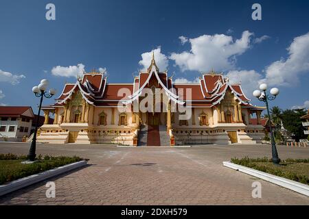 Tempio (Wat Pha That Luang), Vientiane, Laos Foto Stock
