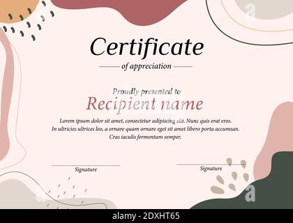 certificato cute sfondo onde colore cornice modello banner stampa con stile cartoon piatto Illustrazione Vettoriale