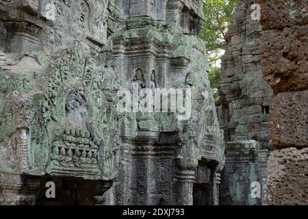 Bassorilievo sulle pareti di Angkor Wat Foto Stock