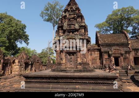 Esterno del tempio di Banteay Srei Foto Stock