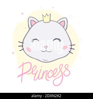 Carino piccola principessa gatto ragazza Illustrazione Vettoriale