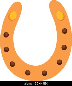 icona a ferro di cavallo dorata su sfondo bianco, design colorato, illustrazione vettoriale Illustrazione Vettoriale