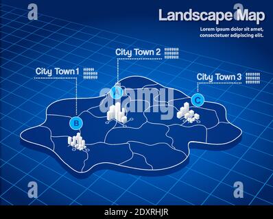 Mappa isometrica del progetto astratto Illustrazione Vettoriale