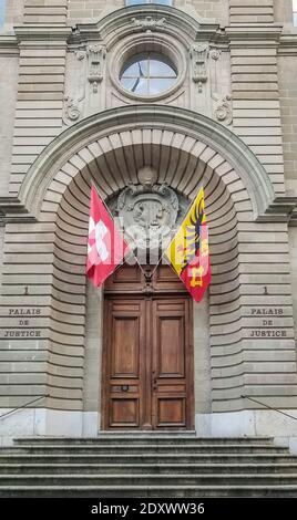 Ingresso alla corte di giustizia a Ginevra, Svizzera Foto Stock