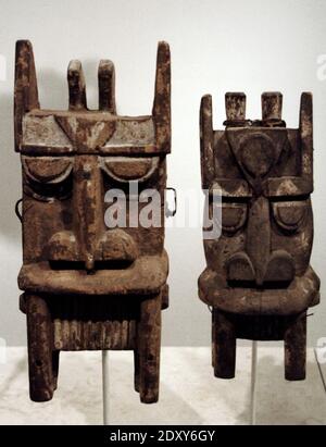 Maschere Kalabari. Popoli Ijo (ippopotamo, maschera acquatica). Nigeria, Africa. Inizio 20 ° secolo. Legno. British Museum. Londra, Inghilterra, Regno Unito. Foto Stock