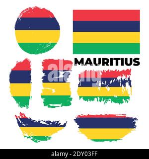 Felice giorno di indipendenza di Mauritius con sfondo creativo bandiera pennello Illustrazione Vettoriale