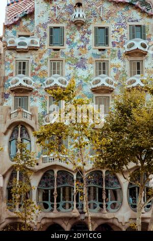 Foto con casa batllo a Barcellona, Spagna. Foto Stock