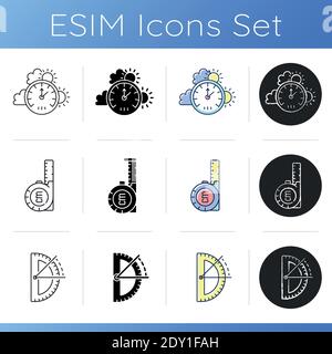Set di icone degli strumenti di misurazione Illustrazione Vettoriale