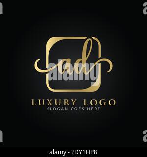 Modello vettoriale di progettazione del logo della lettera ad iniziale. Design creativo con logo Letter ad Luxury Illustrazione Vettoriale