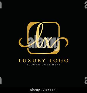 Modello vettoriale di progettazione del logo LX iniziale. Design con logo LX Luxury Letter Illustrazione Vettoriale