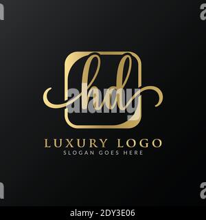 Modello vettoriale per la progettazione di logo HD. Illustrazione vettoriale iniziale di lusso Letter HD Illustrazione Vettoriale