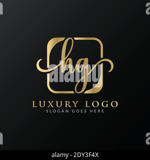 Modello vettoriale per la progettazione del logo HG. Illustrazione iniziale di HG Vector Letter di lusso Illustrazione Vettoriale