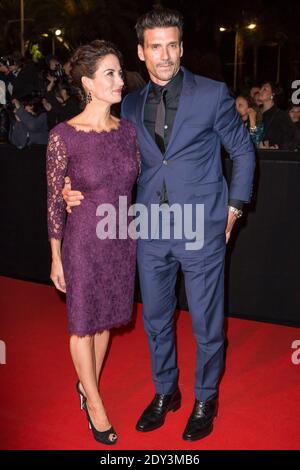 Wendy Moniz, Frank Grillo camminando il tappeto rosso alla festa di apertura del MIPCOM che si è tenuta all'Hotel Martinez a Cannes, nel sud della Francia, il 13 ottobre 2014. Foto di Marco Piovanotto/ABACAPRESS.COM Foto Stock