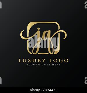 Modello vettoriale per il design del logo JQ Creative Letter. Design iniziale con logo Letter JQ di lusso Illustrazione Vettoriale