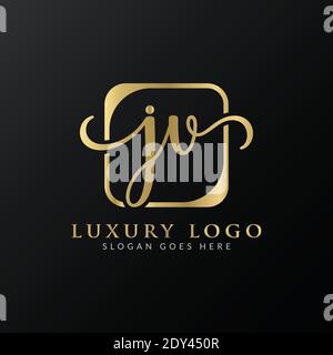 Modello vettoriale per il design del logo JV Creative Letter. Design iniziale con logo Letter JV di lusso Illustrazione Vettoriale