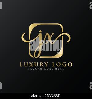 Modello vettoriale per il design del logo JX Creative Letter. Design iniziale con logo Letter JX di lusso Illustrazione Vettoriale