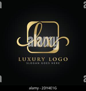 Modello vettoriale di progettazione del logo KX con lettera collegata. Illustrazione grafica vettoriale di Creative Abstract KX Luxury Logo Design Illustrazione Vettoriale