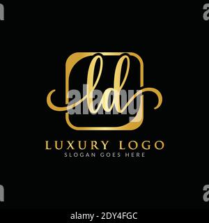 Modello vettoriale di progettazione del logo della lettera LD iniziale. Design con logo Luxury Letter LD Illustrazione Vettoriale