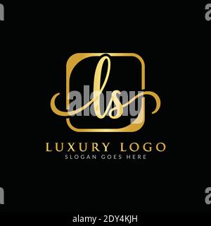 Modello vettoriale iniziale di progettazione del logo della lettera LS. Design con logo Luxury Letter LS Illustrazione Vettoriale