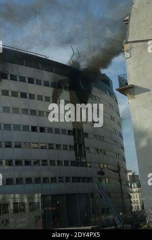 Il 31 ottobre 2014, l'edificio Maison de la radio ospita le stazioni radio France durante un incendio a Parigi, in Francia. Foto di Thierry Orban/ABACAPRESS.COM Foto Stock