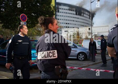 Il 31 ottobre 2014, l'edificio Maison de la radio ospita le stazioni radio France durante un incendio a Parigi, in Francia. Foto di Thierry Orban/ABACAPRESS.COM Foto Stock