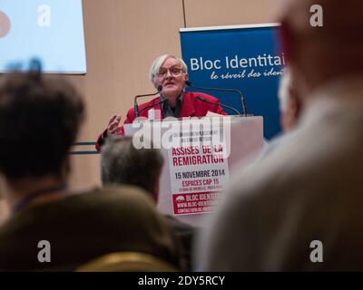 Guillaume Faye partecipa al "Assises De la Remigration" ospitato dal gruppo di estrema destra Bloc Identitaire a Parigi, Francia, 5 novembre 2014. Foto di Renaud Khanh/ABACAPRESS.COM Foto Stock