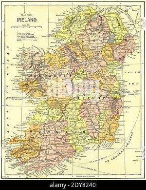 Mappa XIX, Irlanda, Illustrazione, Storia del mondo di Ridpath, Volume III, di John Clark Ridpath, LL. D., Merrill & Baker Publishers, New York, 1897 Foto Stock