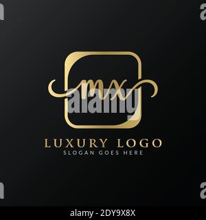 Modello vettoriale iniziale di progettazione del logo MX letter. Design con logo Luxury Letter MX Illustrazione Vettoriale