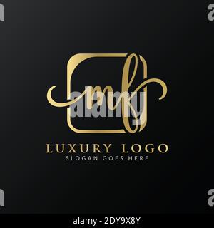 Modello vettoriale iniziale di progettazione del logo della lettera MF. Design con logo MF Luxury Letter Illustrazione Vettoriale