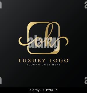 Modello vettoriale iniziale di progettazione del logo Simple Letter OK. Abstract Luxury OK Letter Logo Design Illustrazione Vettoriale