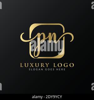 Modello vettoriale di tipografia moderna di progettazione iniziale del logo della lettera PN. Creative Luxury PN Logo Vector. Illustrazione Vettoriale