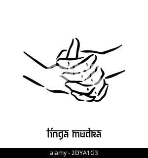 Linga mudra. Spiritualità della mano yoga indù delle dita gesto. Tecnica di meditazione per la salute mentale. Illustrazione Vettoriale