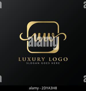 Modello vettoriale di progettazione del logo della lettera UW iniziale. Design astratto con logo Letter UW di lusso Illustrazione Vettoriale