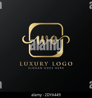 Modello vettoriale per la creazione di una lettera WO Logo Design. Design iniziale con logo WO Luxury Letter Illustrazione Vettoriale