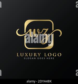 Modello vettoriale per la creazione di un logo WZ. Design iniziale con logo Letter WZ di lusso Illustrazione Vettoriale