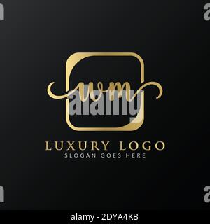 Modello vettoriale di progettazione del logo WM Creative Letter. Design iniziale con logo Letter WM di lusso Illustrazione Vettoriale