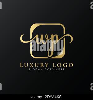 Modello vettoriale per il design del logo WP Creative Letter. Design iniziale con logo WP Luxury Letter Illustrazione Vettoriale