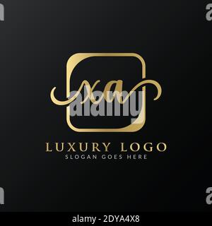 Modello vettoriale per la creazione di una lettera XA Logo Design. Design iniziale con logo Letter XA di lusso Illustrazione Vettoriale