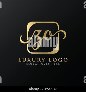 Modello vettoriale per il design del logo ZO. Illustrazione vettoriale iniziale della lettera ZO di lusso Illustrazione Vettoriale