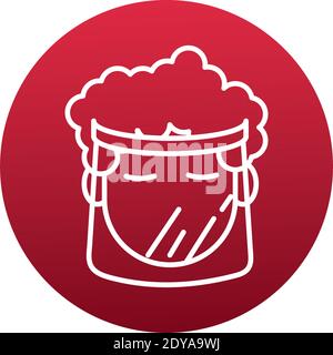 donna che indossa maschera di plastica protezione del viso maschera stile blocco icona disegno di illustrazione vettoriale Illustrazione Vettoriale