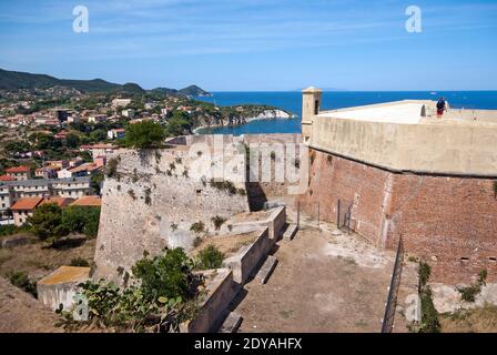 Vista da Forte Falcone, Portoferraio, Isola d'Elba, Toscana, Italia Foto Stock