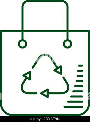 frecce di riciclaggio nella shopping bag icona ecologia linea illustrazione vettoriale design Illustrazione Vettoriale