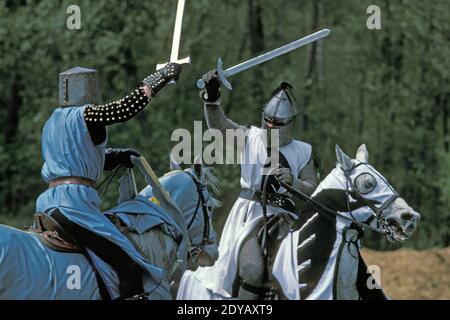 Torneo Medievale della cavalleria in Francia Foto Stock