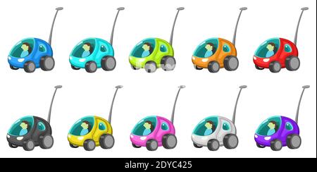 Set di elementi di progettazione cartoni animati per piccole antenne, vettore di colore isolato, orizzontale Illustrazione Vettoriale