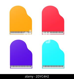 Set di grandi pianoforti colorati. Vista dall'alto. Tastiera musicale. Illustrazione vettoriale isolata. Illustrazione Vettoriale