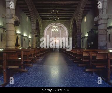 INTERIOR DE LA IGLESIA PARROQUIAL - S XVI. LOCALITÀ: IGLESIA DE NUESTRA SEÑORA DE LAS NIEVES. MANZANARES EL REAL. MADRID. SPAGNA. Foto Stock