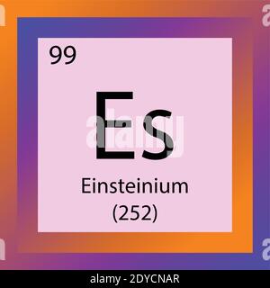 Es Einsteinium Chemical Element Tavola periodica. Illustrazione vettoriale a elemento singolo, icona dell'elemento attinico con massa molare e numero atomico. Illustrazione Vettoriale