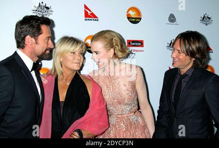 (L-R) Hugh Jackman, Deborra-Lee Furness, Nicole Kidman e Keith Urban in arrivo per il G'Day USA Los Angeles Black Tie Gala 2013 al JW Marriott di Los Angeles LIVE a Los Angeles, California, USA il 12 gennaio 2013. Foto di Baxter/ABACAPRESS.COM Foto Stock