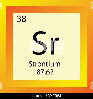 SR Tabella periodica degli elementi chimici dello stronzio. Illustrazione vettoriale a elemento singolo, icona dell'elemento dei metalli alcalino-terrosi con massa molare e numero atomico Illustrazione Vettoriale